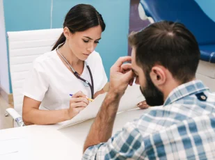 мужчина с БАР у психиатра